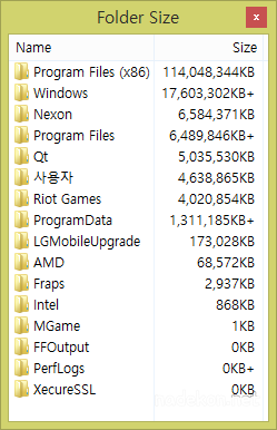 2160EF4753DBD30114 ([FolderSize for Windows] 파일 폴더 용량 계산 및 정렬 프로그램)
